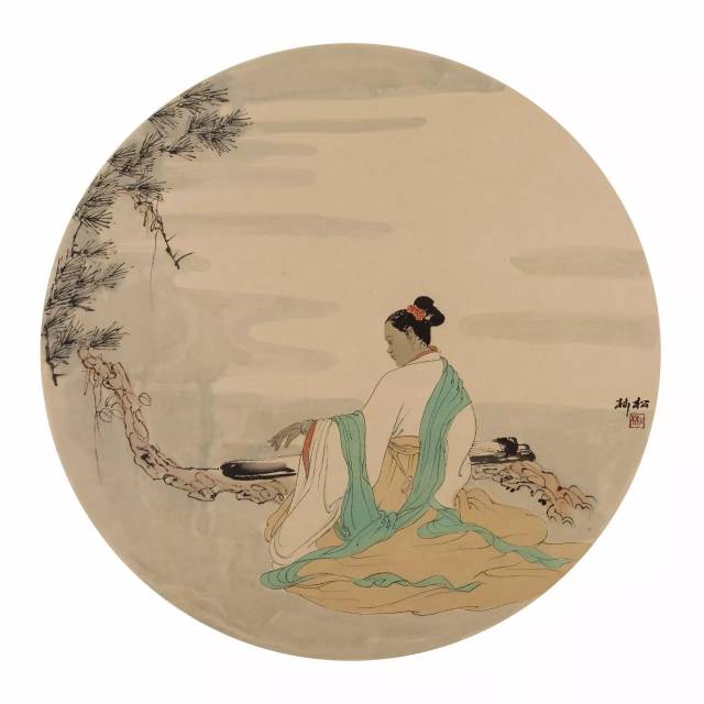 《国画人物之闲云系列》 50*50cm 纸本水墨 2015