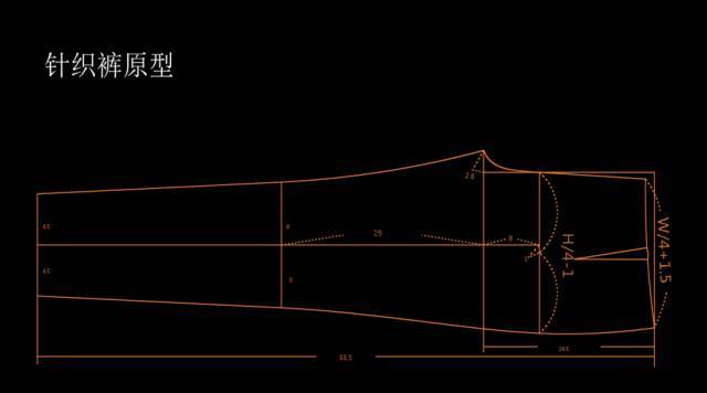 针织小脚裤的原型结构图分享