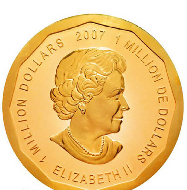 其正面印有英国女王伊丽莎白二世的头像和一百万加拿大元的面值.