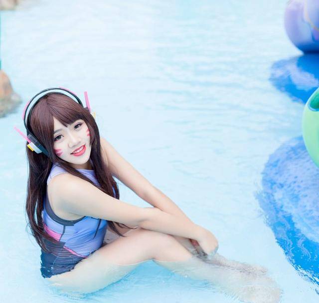 cosplay守望先锋dva泳装绝对领域御姐场照