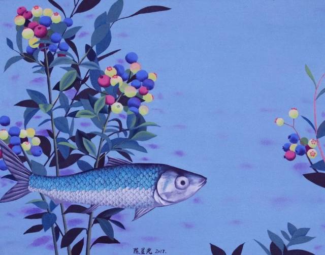 陈星光 《大鱼——蓝莓1》 40x50cm 布面油画 2017 云南艺术学院