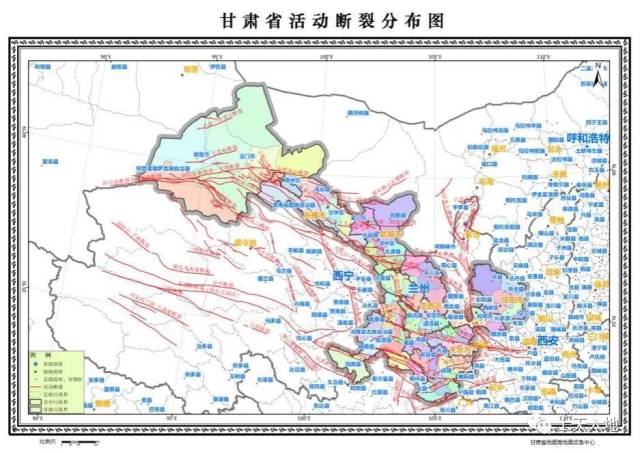 甘肃省活动断裂带分布图