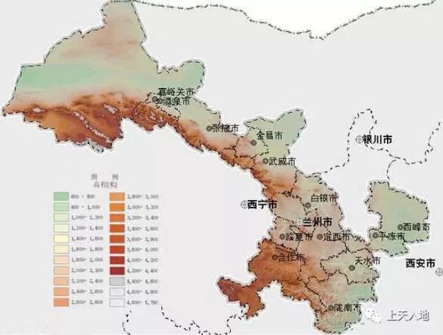 甘肃省地理地势图