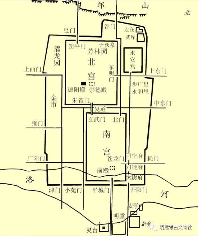 东汉洛阳城复原示意图