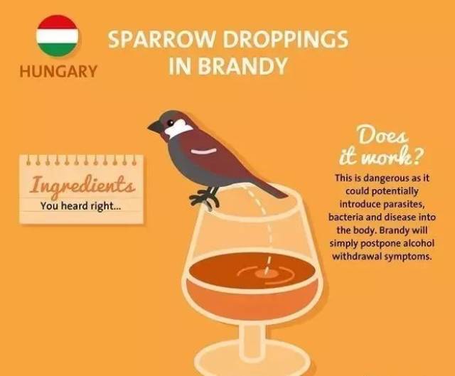 hungary : sparrow droppings in brandy