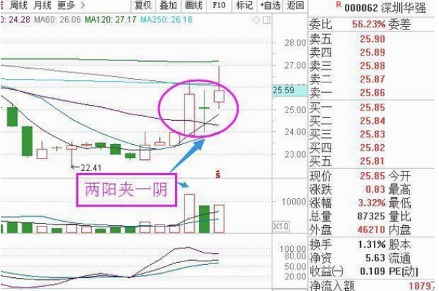 一旦遇到"两阳夹一阴"形态,捕捉即将起飞的股票,后市必将大涨