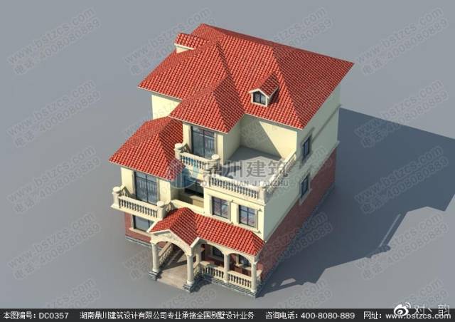 漂亮的砖混结构三层带露台农村小别墅设计图纸_三层别墅.