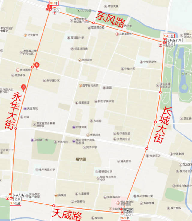 交通管制范围: 天威路以北,永华大街以东,东风路以南,长城大街以西