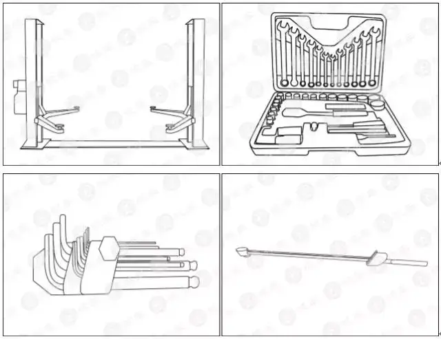 使用工具: 举升机,专用工具,内六角,扭力扳手,弹簧压缩器,风炮,铁锤.