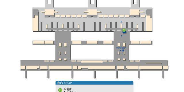 上海浦东机场t1航站楼入境免税店分布图