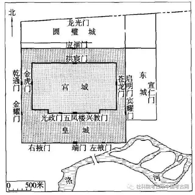 皇城平面呈方形,包括隋唐宫城的东西夹城,玄武城以及皇城(图一,这与