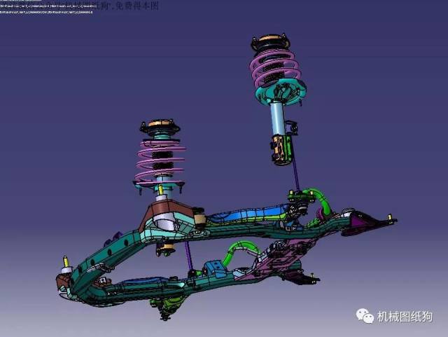 【汽车轿车】汽车前后悬架系统总成3d模型图纸 catia设计 附stp格式