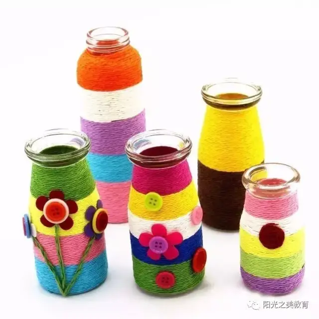 用毛线可以做出更精细的效果哦 纸绳瓶子diy 除了作画,纸绳还可以来