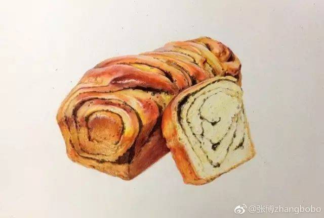 【彩铅教程】早餐来一个红豆吐司面包