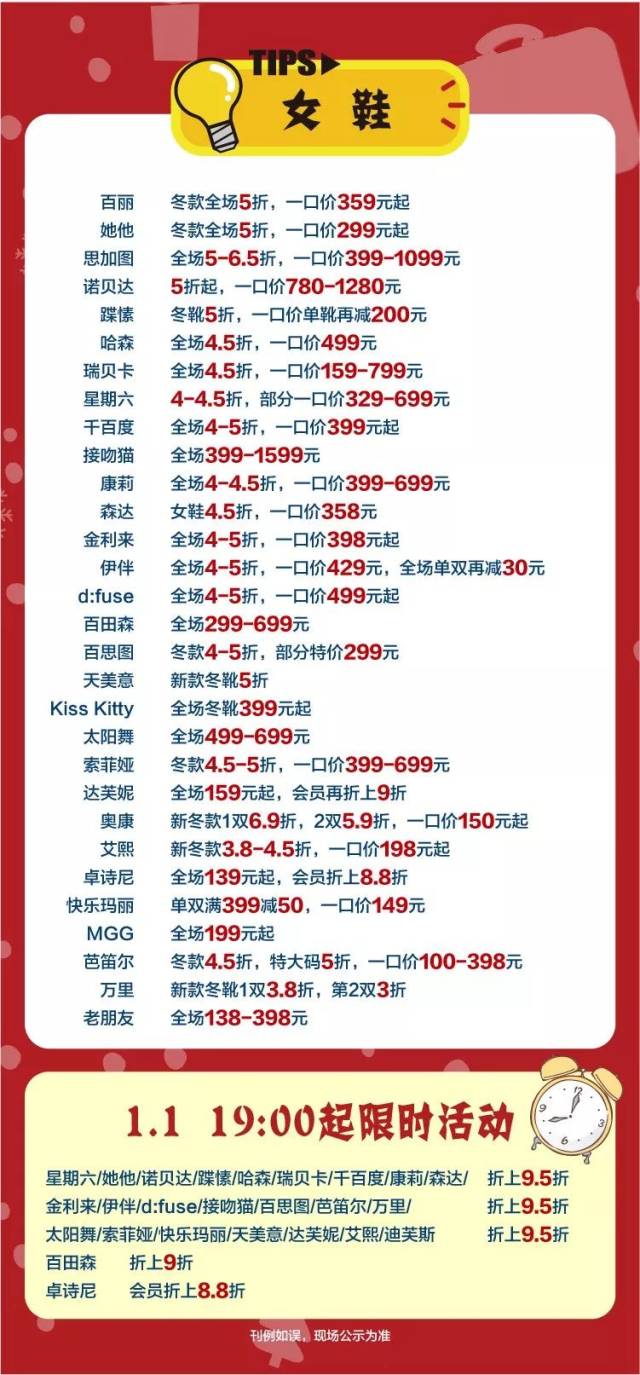 【2018跨年盛宴】八佰伴各楼层品牌折扣明细(全)