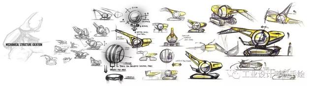 仿生设计-工程车辆的设计-仿生形态-草图方案-效果图展示