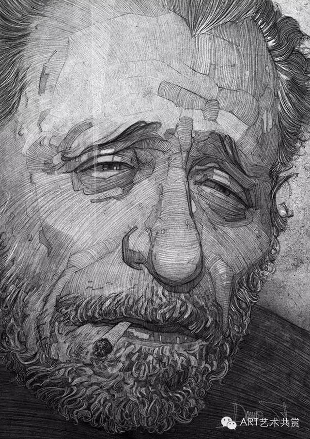 ▽charles bukowski illustration portrait ▽aristotelis onassis