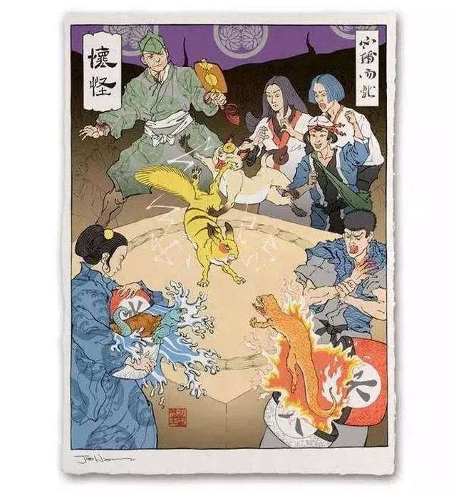 他与美国插画师jed henry合作,推出了一系列的浮世绘风格作品.