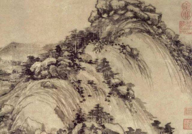 元黄公望《富春山居图》局部 画中以皴擦法表现山的纹理与明暗 自《游