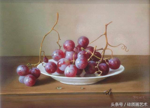 这位静物油画作品葡萄美酒夜光杯聚齐了,想喝吗?