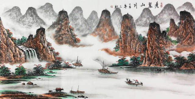 康彩国画作品赏析:远山有色,近水有声