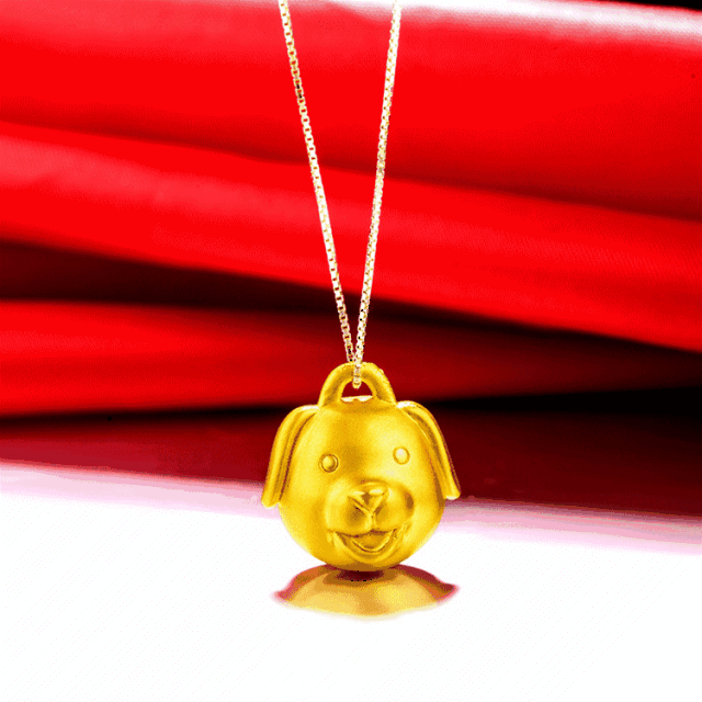 2018年是生肖狗年,萌狗图案的3d硬金吊坠,手链,精致小巧,时尚大方,还