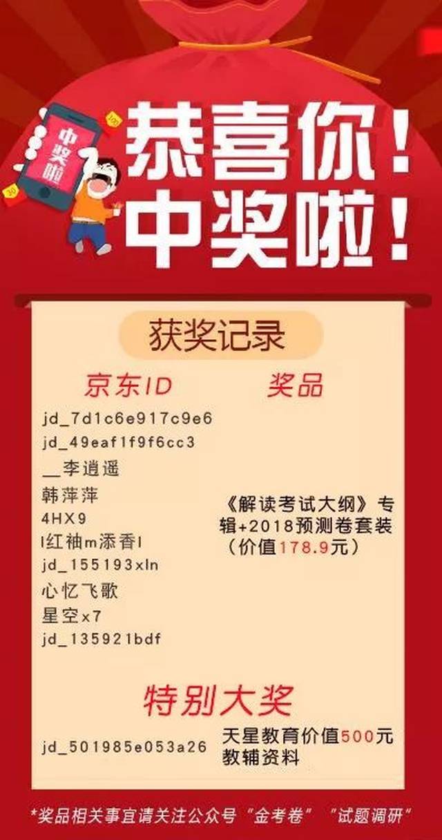 12月31日《解读考试大纲》直播中奖名单