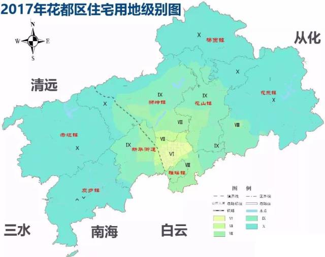 最便宜的 第十二级基准地价位于增城和从化,级别价仅为 796元/㎡.