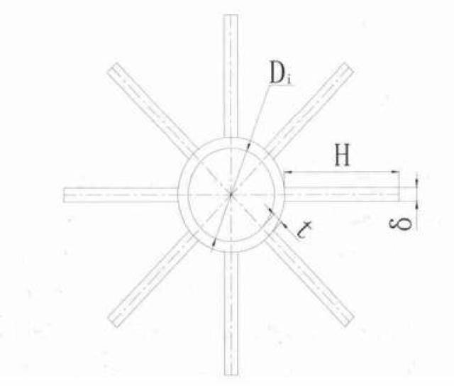 图6 lng空温式气化器8翅片管结构图 空温式气化器是利用空气自然对流