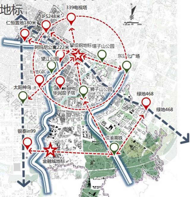 成都锦江区分区详规征求意见,金融城片区将新增350米地标!