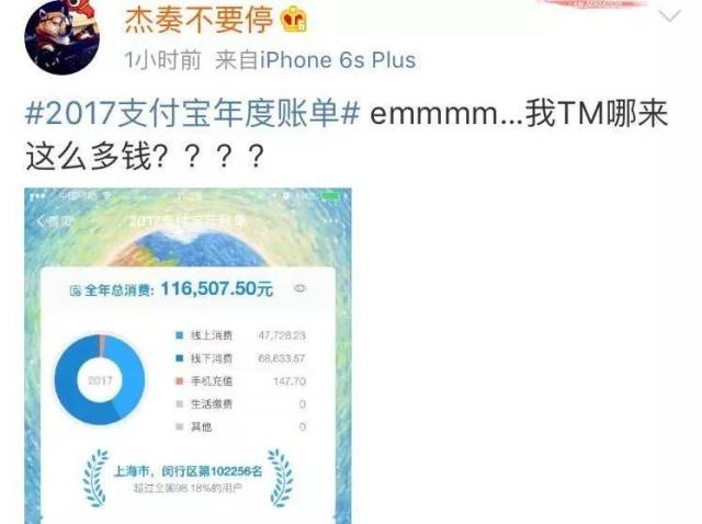 几十万,几百万…2017年支付宝账单刷爆朋友圈!网友:说没钱都是骗人的