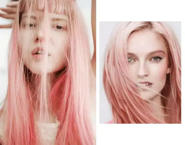 说到这款发色,就不得不提到亚裔模特fernanda ly,粉色头发就是她的