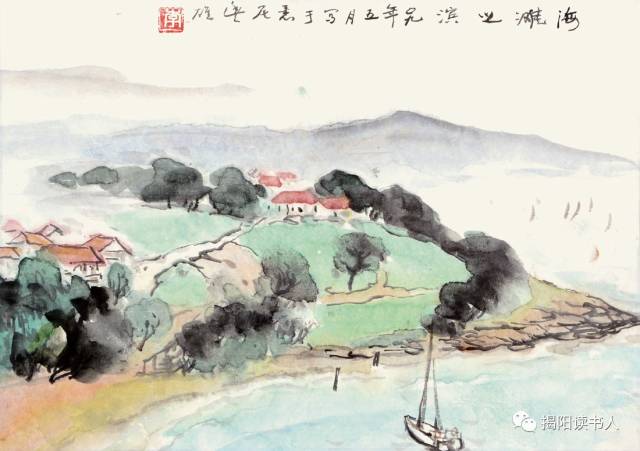 勾皴并施的海边岩崖(《泳场》《天风海涛》),等等,也俱见中国画风景