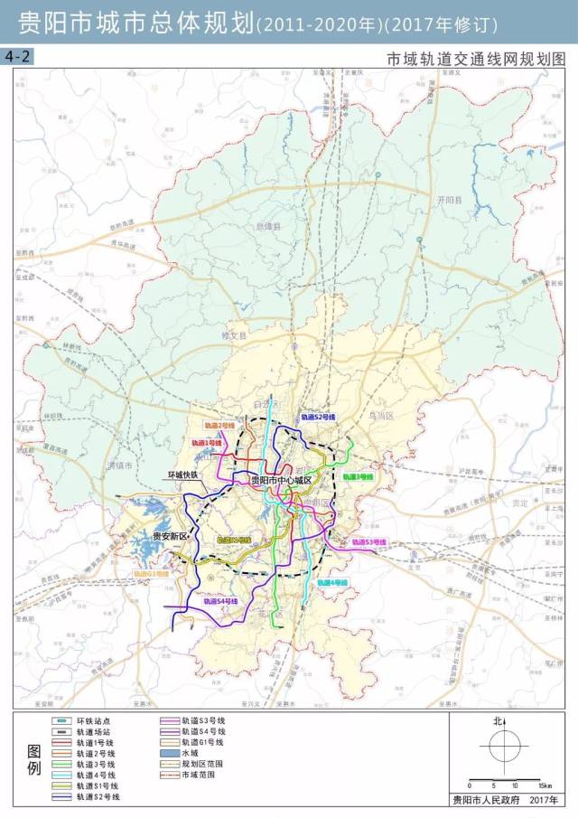 市域轨道:贵阳市域城市轨道交通线网由 9 条主线构成:轨道 1 号线,2