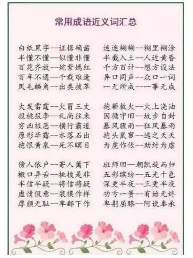 写出含有近义词的成语