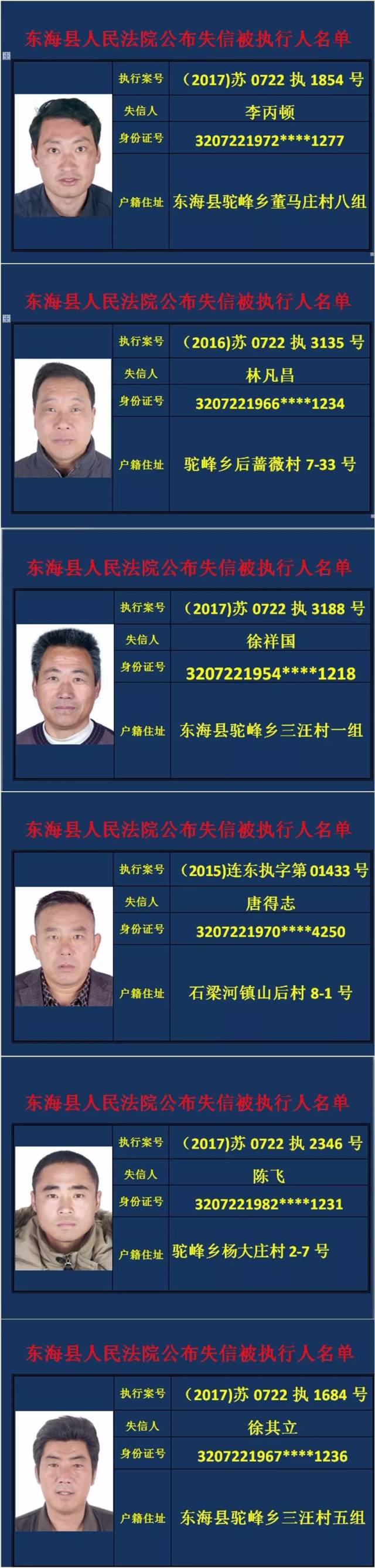 又一批"失信被执行人"名单被东海县法院曝光啦!看看有