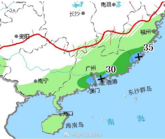 根据官方预报,8号夜间到9号,雨雪分界线和霜冻线直达广东,福建两省