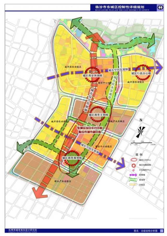 南外环以南的新型产业功能区;以 东关街及中心景观水系为主要分割