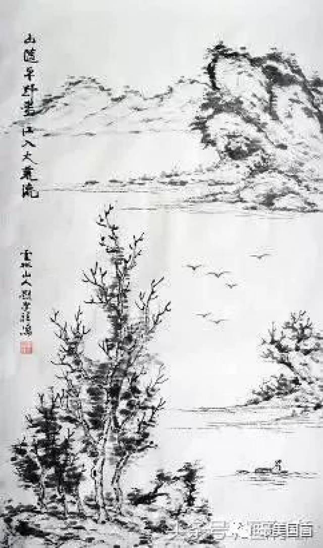 水墨画山水画绘画入门技法步骤图文详解