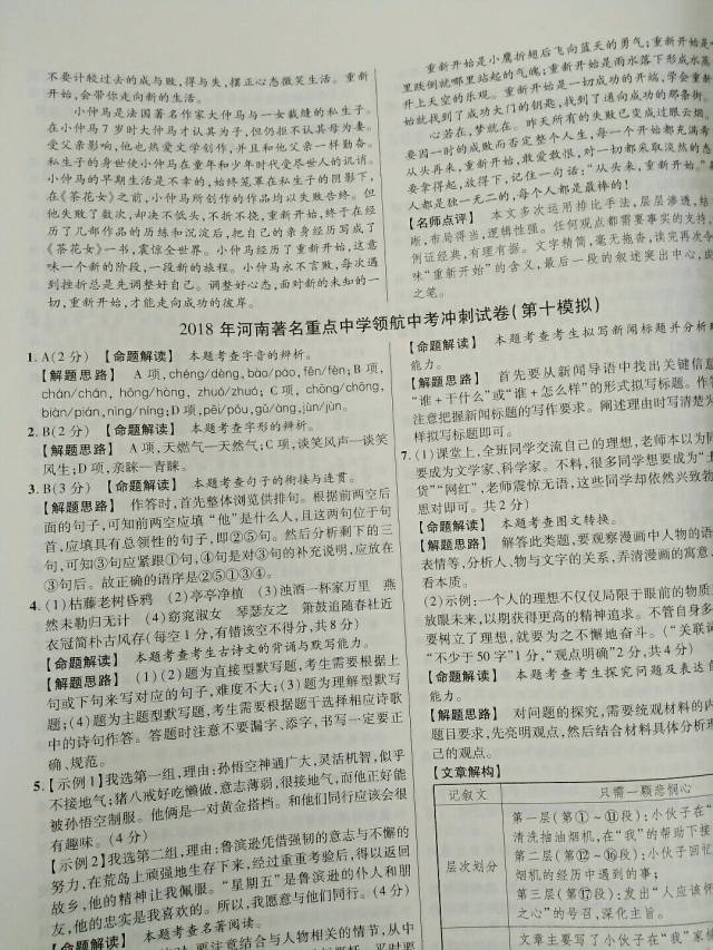 2018河南著名重点中学领航中考冲刺试卷