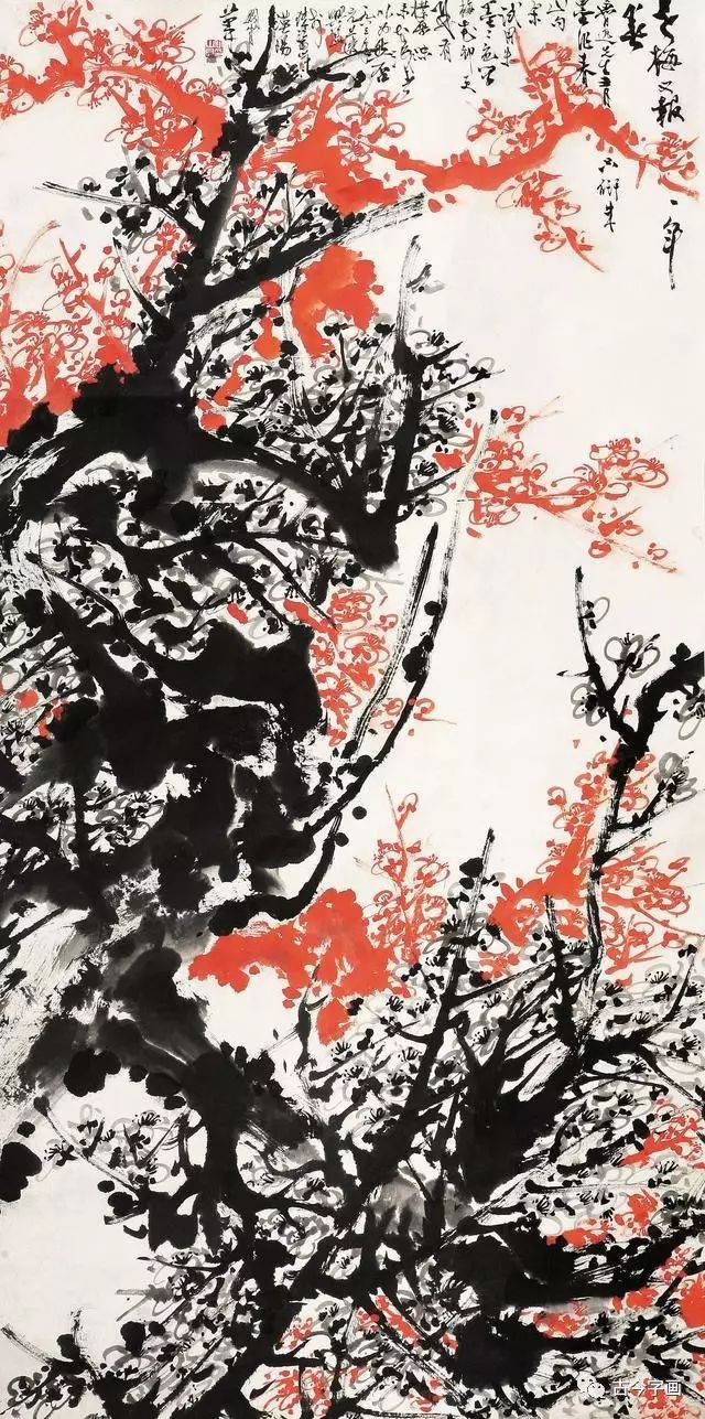 国画大师关山月梅花作品,热情奔放!