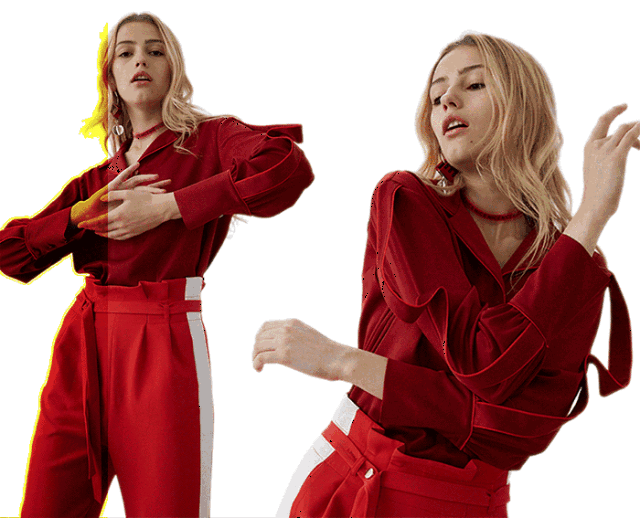 品质感十足 在睡袍风衬衣中融入拼接飘带 元素,将优雅随性演绎到底