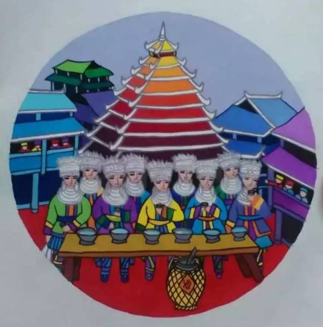 三江侗画是侗族人们最为喜爱的手尖上的艺术,据了解,三江县目前有侗画