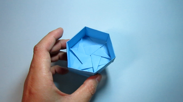 儿童手工折纸收纳盒 六边形礼品盒子的折法教程
