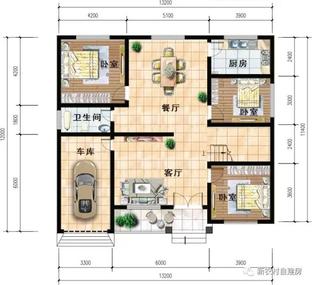 6款一层农村自建房设计图,20万的小别墅,款款带车库