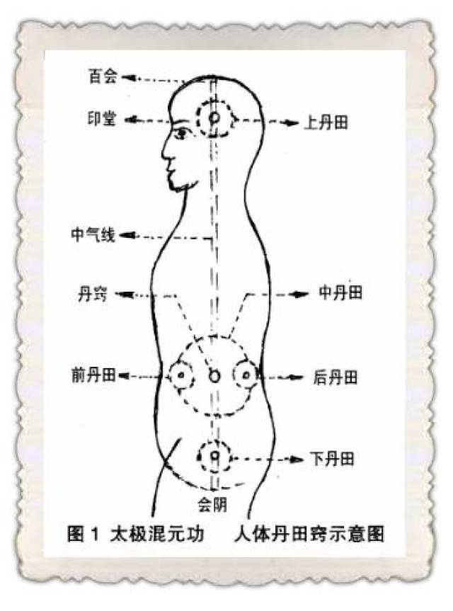 太极混元功中的丹田与窍在人体分布如图l所示.