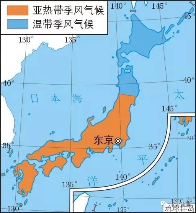 日本海洋性季风气候 图解图说 (1)日本主要的气候类型包括亚热带季风