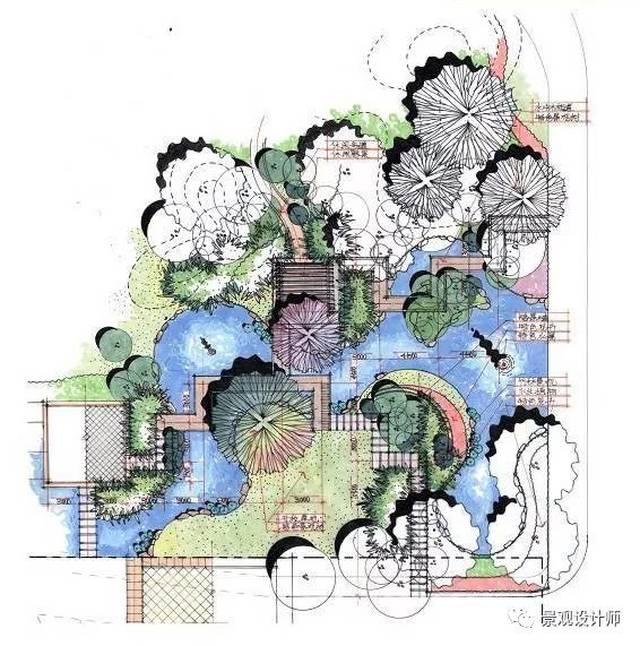 3) 构筑物及水体: 构筑物(以暖色为主,红色,棕色,褐色等) 水体(大面积