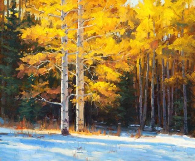 我心中永远的白桦林:美国风景画家罗伯特油画作品欣赏