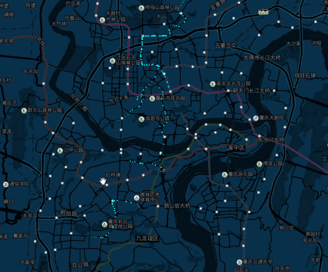 用户            功能:轨迹图插件支持对经纬度点数据动画的各种配置